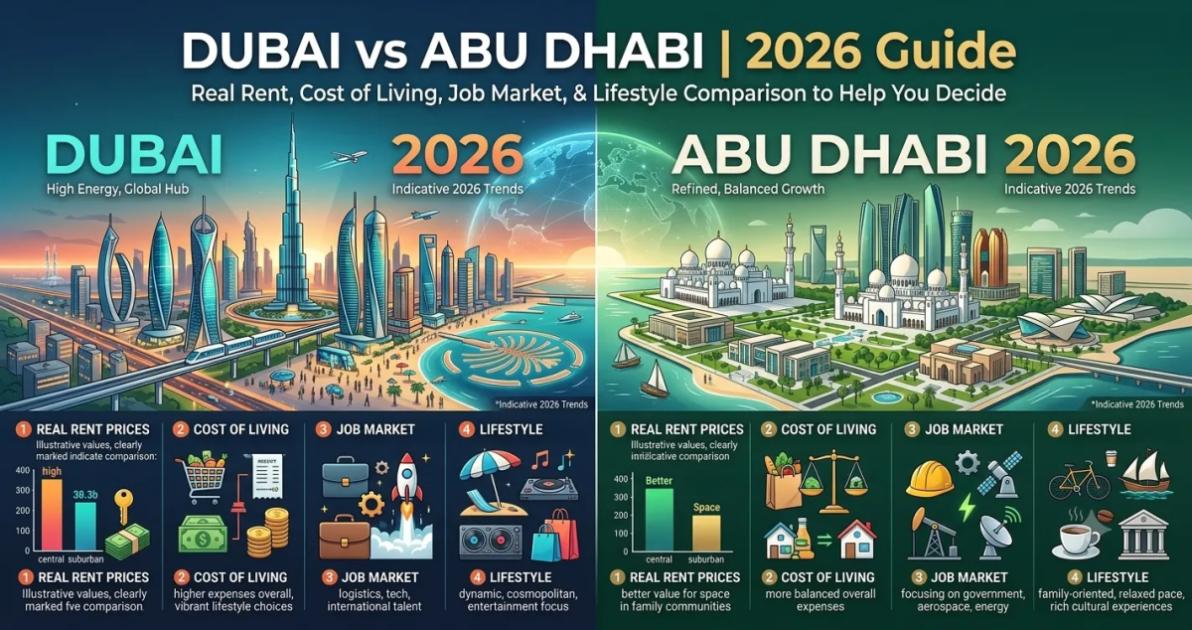Dubai vs Abu Dhabi 2026: Cost of Living, Salary & Lifestyle Compared