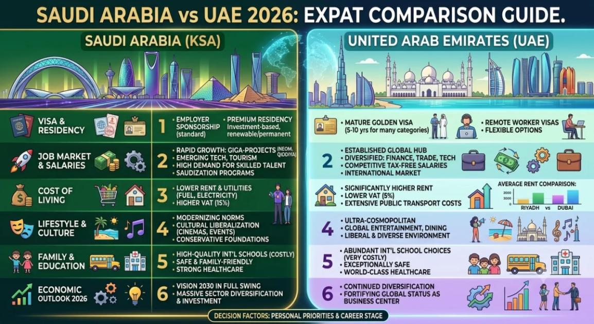Saudi Arabia vs UAE 2026: Which Is Better for Expats
